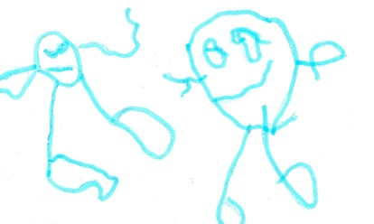 Dibujo infantil de personas jugando